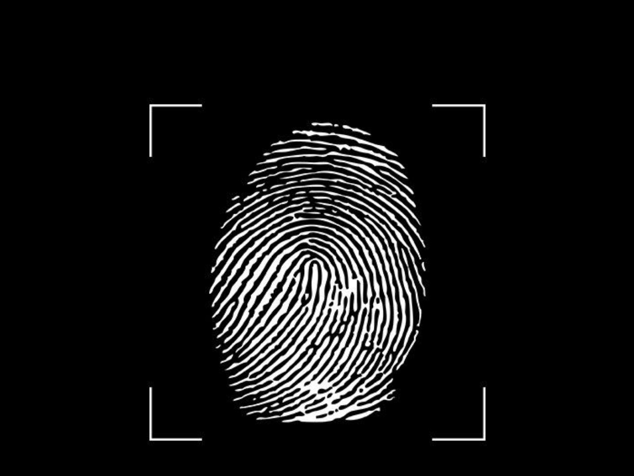 Ein Fingerabdruck zwischen Scanner-Klammern